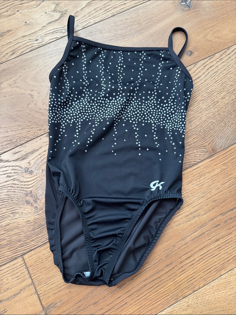 GK Black One-Piece Loetard with Silver Dot Pattern